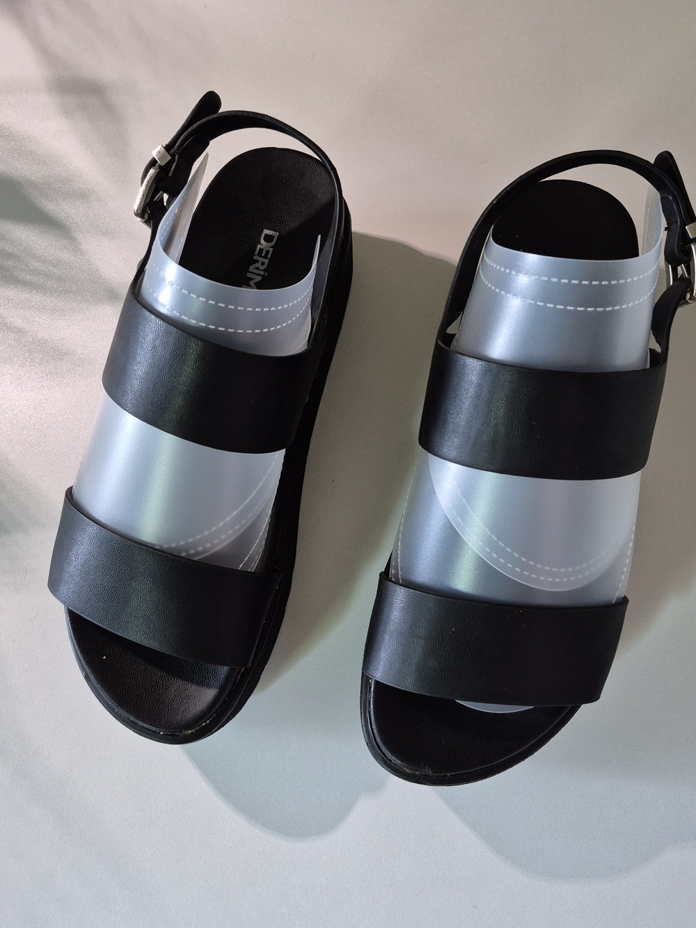 Derimod Genuine Turkish Leather Chunky Platform Strappy Sandals Black Trendy 7.5 - Picture 2 of 7